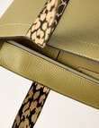 Pronta Moda Leopard Trim Large Tote Bag, Avocado product photo View 05 S