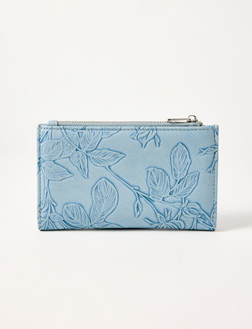 Pronta Moda Floral Embossed Wallet, Blue product photo View 02 L