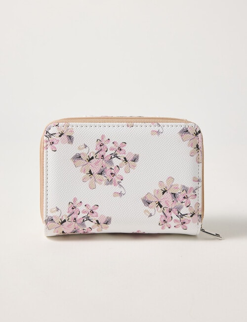 Pronta Moda Floral Tab Wallet, White product photo View 02 L