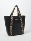Pronta Moda Leopard Trim Large Tote Bag, Black product photo