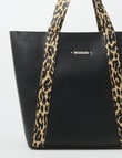 Pronta Moda Leopard Trim Large Tote Bag, Black product photo View 03 S