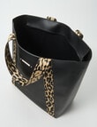 Pronta Moda Leopard Trim Large Tote Bag, Black product photo View 05 S