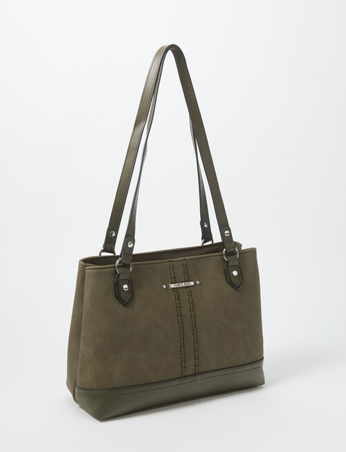 Pronta Moda Stitch Detail Tote Bag, Olive product photo