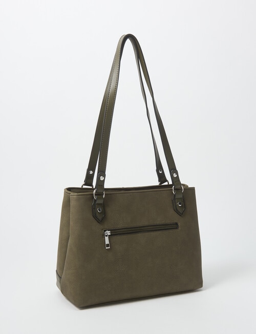 Pronta Moda Stitch Detail Tote Bag, Olive product photo View 02 L