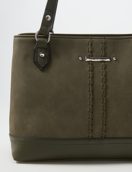 Pronta Moda Stitch Detail Tote Bag, Olive product photo View 04 L
