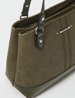 Pronta Moda Stitch Detail Tote Bag, Olive product photo View 05 S