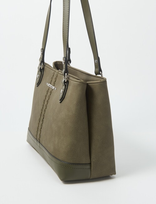Pronta Moda Stitch Detail Tote Bag, Olive product photo View 06 L