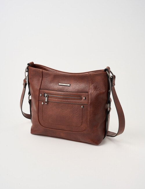 Pronta Moda Stitch Rivet Shopper Bag, Brown product photo View 03 L