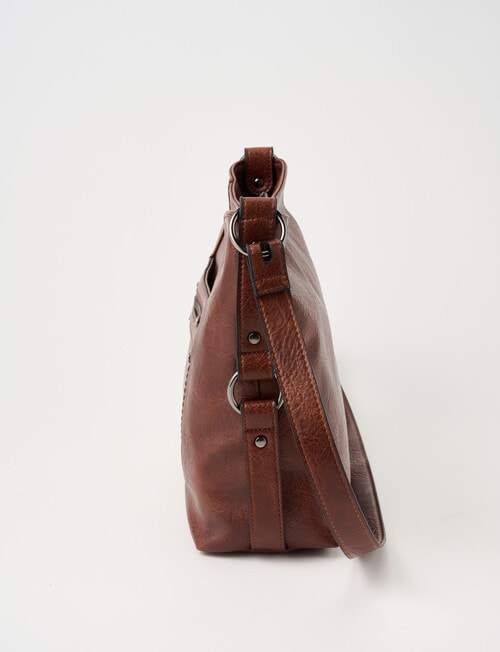 Pronta Moda Stitch Rivet Shopper Bag, Brown product photo View 04 L