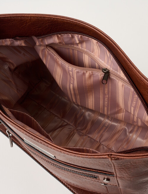 Pronta Moda Stitch Rivet Shopper Bag, Brown product photo View 06 L