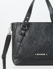 Pronta Moda Floral Embosed Shopper Bag, Black product photo View 03 S