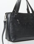 Pronta Moda Floral Embosed Shopper Bag, Black product photo View 04 S