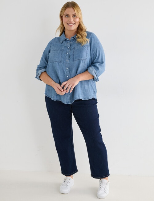 Denim Republic Curve Denim Shirt, Chambray product photo View 03 L