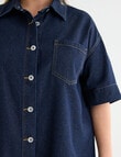 Denim Republic Curve Short Sleeved Shirt, Dark Wash product photo View 04 S