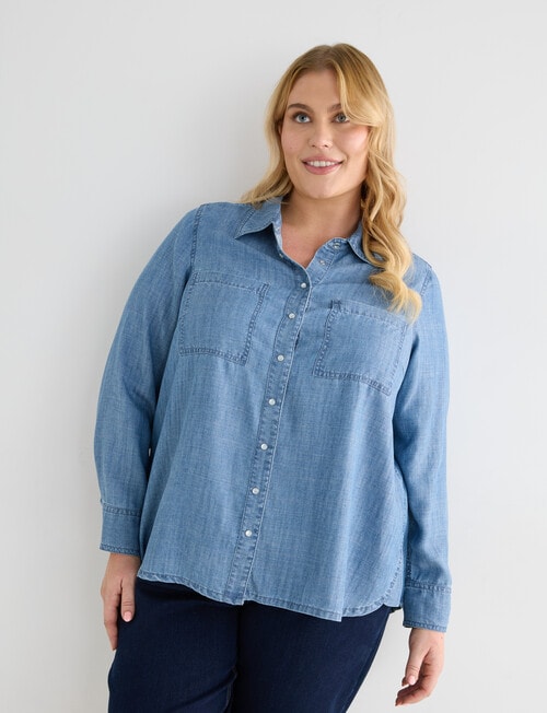 Denim Republic Curve Denim Shirt, Chambray product photo