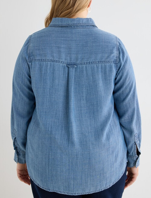 Denim Republic Curve Denim Shirt, Chambray product photo View 02 L