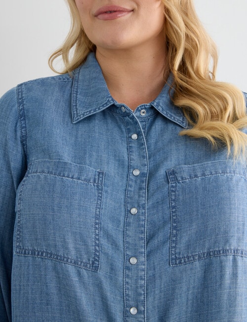 Denim Republic Curve Denim Shirt, Chambray product photo View 04 L