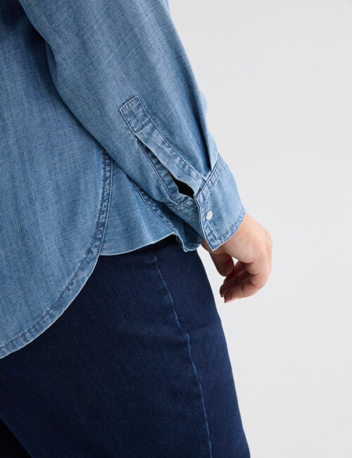 Denim Republic Curve Denim Shirt, Chambray product photo View 07 L