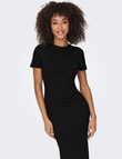 ONLY Belfast Short Sleeve Midi Dress, Black product photo View 03 S