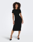 ONLY Belfast Short Sleeve Midi Dress, Black product photo View 04 S