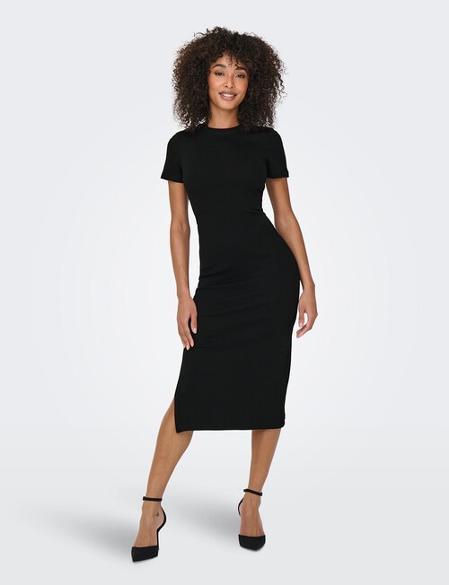 ONLY Belfast Short Sleeve Midi Dress, Black product photo View 04 L