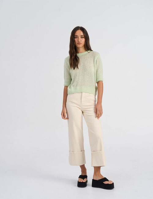 ONLY Kristy Short Sleeve Knit Top, Sap Green product photo View 03 L