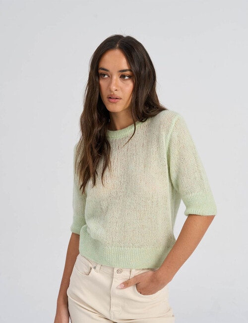 ONLY Kristy Short Sleeve Knit Top, Sap Green product photo View 05 L