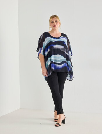Studio Curve Collection Blurred Lines Chiffon Overlay Tunic, Blue product photo