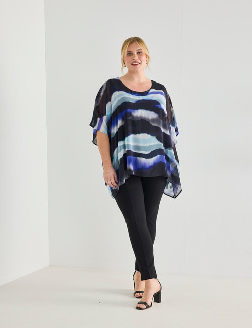 Studio Curve Collection Blurred Lines Chiffon Overlay Tunic, Blue product photo