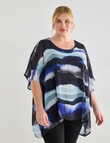 Studio Curve Collection Blurred Lines Chiffon Overlay Tunic, Blue product photo View 04 S
