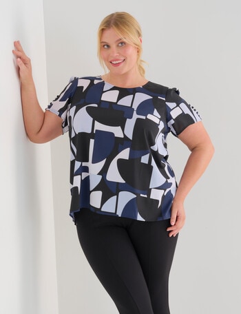 Studio Curve Graphic Print Shell Top, product photo