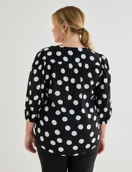 Studio Curve Collection Spot V Neck Top, Black product photo View 02 L
