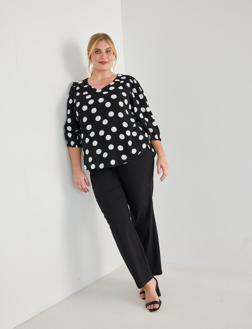 Studio Curve Collection Spot V Neck Top, Black product photo View 03 L