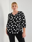 Studio Curve Collection Spot V Neck Top, Black product photo View 04 S