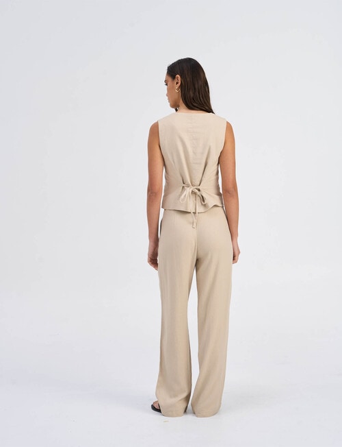 ONLY Caro Linen Blend Vest, Oxford Tan product photo View 02 L