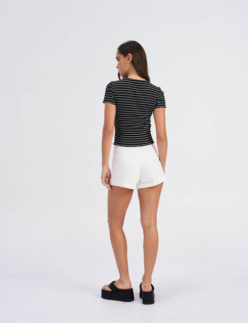 ONLY Emma Stripe Short Sleeve Top, Black & Cloud product photo View 02 L