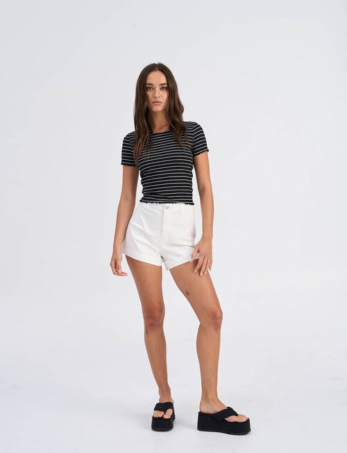 ONLY Emma Stripe Short Sleeve Top, Black & Cloud product photo View 03 L