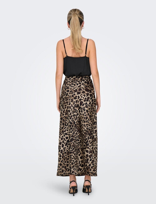 ONLY Chigo Leopard Print Ankle Satin Skirt, Light Taupe product photo View 02 L