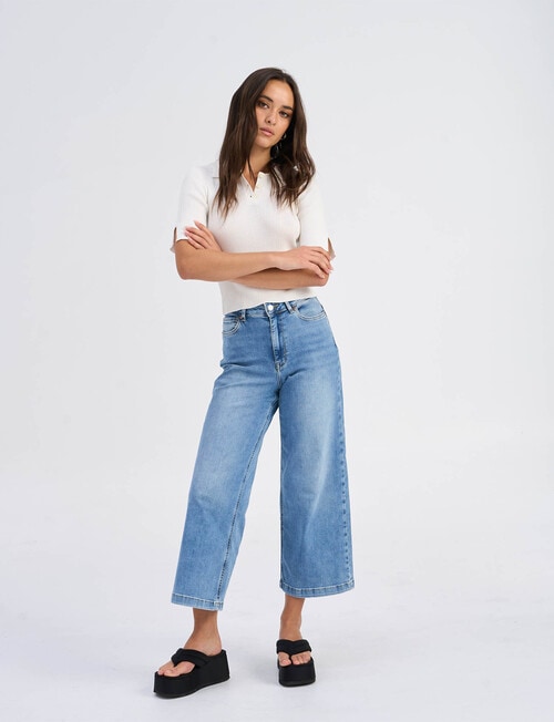 ONLY Electra Short Sleeve Rib Polo Top, Cloud Dancer product photo View 03 L