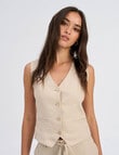ONLY Caro Linen Blend Vest, Oxford Tan product photo