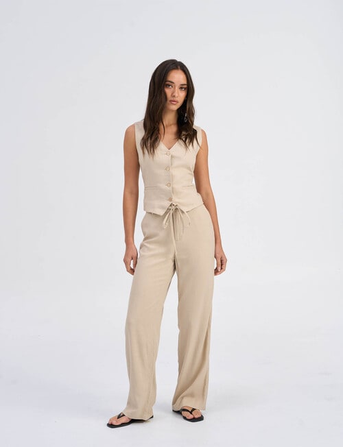 ONLY Caro Linen Blend Vest, Oxford Tan product photo View 03 L