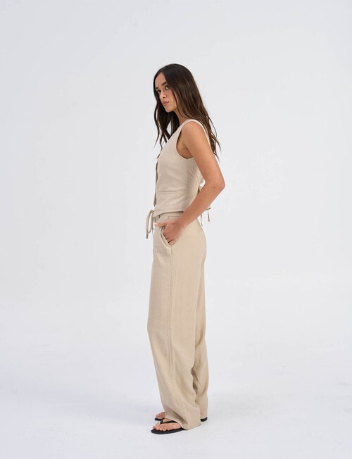 ONLY Caro Linen Blend Vest, Oxford Tan product photo View 04 L