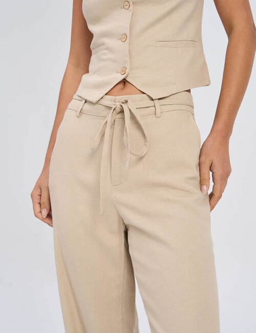 ONLY Caro Linen Blend Pant, Oxford Tan product photo View 03 L
