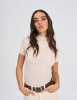 ONLY Fiona Short Sleeve Hi-Neck Top, Pumice Stone Marle product photo