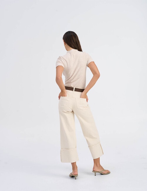 ONLY Fiona Short Sleeve Hi-Neck Top, Pumice Stone Marle product photo View 02 L