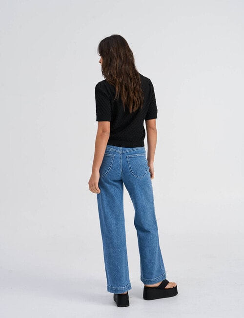 ONLY Cosima Short Sleeve Crochet Knit Top, Black product photo View 02 L