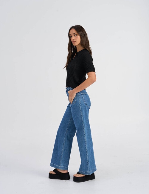 ONLY Cosima Short Sleeve Crochet Knit Top, Black product photo View 04 L