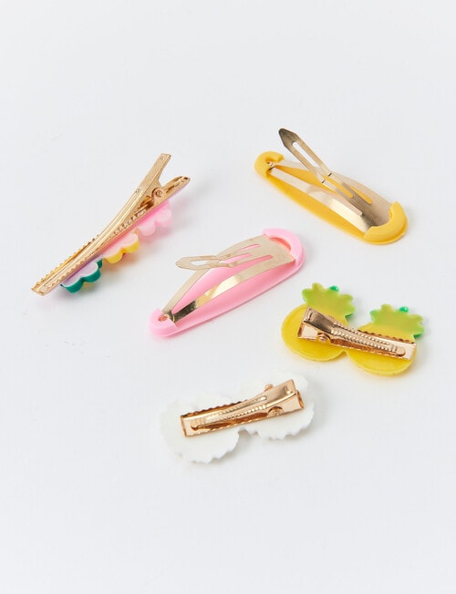 Mac & Ellie Tutti Frutti Hair Clip Set, 5-Piece, Yellow product photo View 03 L