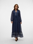 Vero Moda Heidi Embroidered Ankle Dress, Navy Blazer product photo