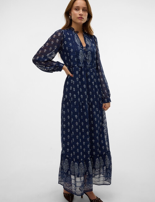 Vero Moda Heidi Embroidered Ankle Dress, Navy Blazer product photo View 05 L